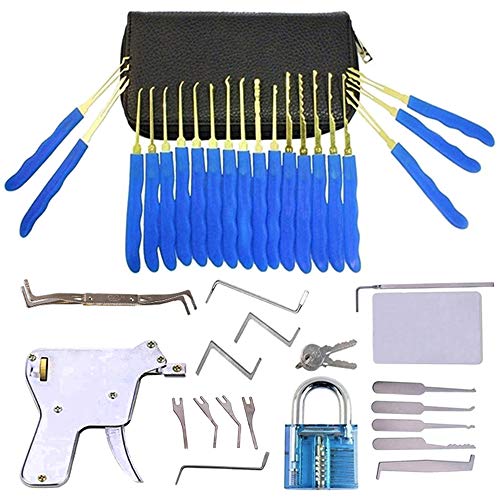 Dietrich Set, mit transparenten Vorhängeschloss und Lockpick-Pistole und 5-in-1 Kreditkarte Lockpicking-Set, für Anfänger und Professionelle Lockpicker von RUIKUN