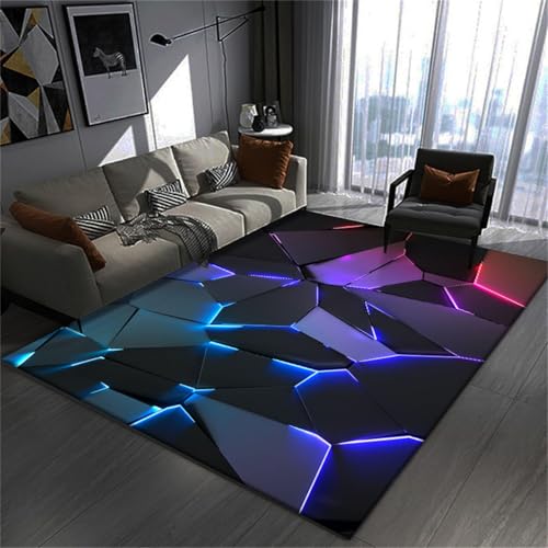RUILBJ Gaming Teppiche 3D Visual Cool Line Style Decorative Carpet, rutschfeste Bodenmatte Wohnzimmer Sofa Tisch Teppich, Geeignet Für Teenager Schlafzimmer E-Sport Zimmer (Farbe 2,160x200 cm) von RUILBJ