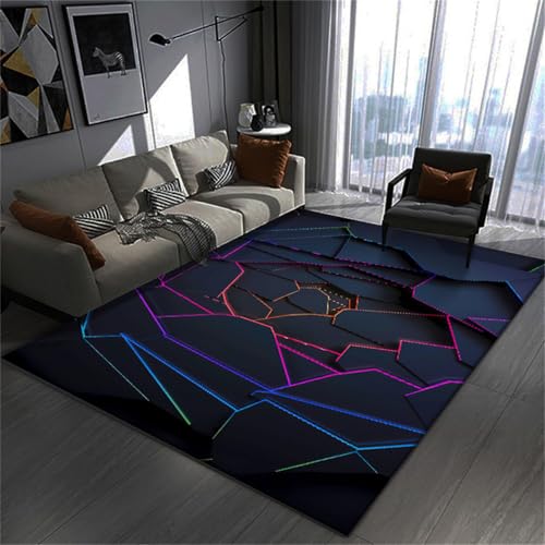 RUILBJ Gaming Teppiche 3D Visual Cool Line Style Decorative Carpet, rutschfeste Bodenmatte Wohnzimmer Sofa Tisch Teppich, Geeignet Für Teenager Schlafzimmer E-Sport Zimmer (Farbe 5,120x180 cm) von RUILBJ
