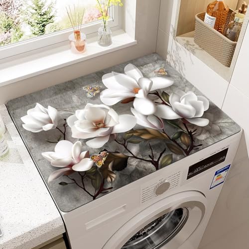 Staubschutzhüllen für den Haushalt,Waschmaschine Kühlschrank Backofen Mikrowelle Oberseite Staubdichte Matte,Blumen Graffiti Küche Drainagematte Couchtisch Matte Badezimmer Teppich (Stil 5,50x60 cm) von RUILBJ
