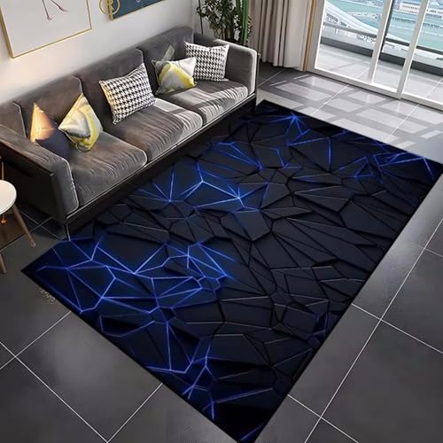 3D Gaming Teppich - Cool Geometrisches Muster - Wohnzimmer Sofa Couchtisch Bodenmatte - Schlafzimmer Nachttisch Rutschfester Rug - für Eingang Flur Jungen Gaming Zimmer (Color 4,45x120cm) von RUILBJM