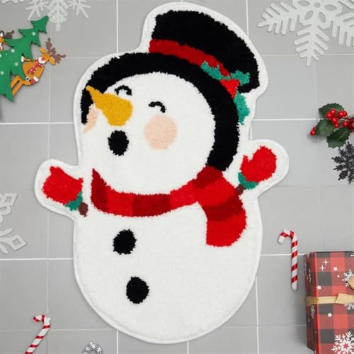 3D Grün Weihnachtsbaum Form Fußmatten Rot Weihnachtsstil Schlafzimmer Nachttisch Rug Weich Staubabweisend rutschfest Carpet Schneemann Wohnzimmer Dekorativ Form Teppich (Color 6,40x60cm) von RUILBJM
