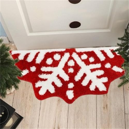 3D Grün Weihnachtsbaum Form Fußmatten Rot Weihnachtsstil Schlafzimmer Nachttisch Rug Weich Staubabweisend rutschfest Carpet Schneemann Wohnzimmer Dekorativ Form Teppich (Color 8,50x80cm) von RUILBJM