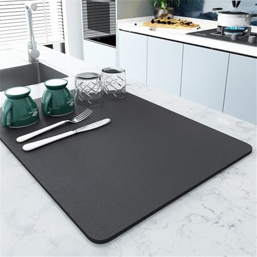Einfarbig Kaffeemaschinen Matte, Super Saugfähige Abtropfunterlage, Einfacher Stil Küchenbodenmatte, für Waschmaschine Backofen Mikrowelle, Rutschfester Untersetzer (Dunkelgrau,30x50cm) von RUILBJM