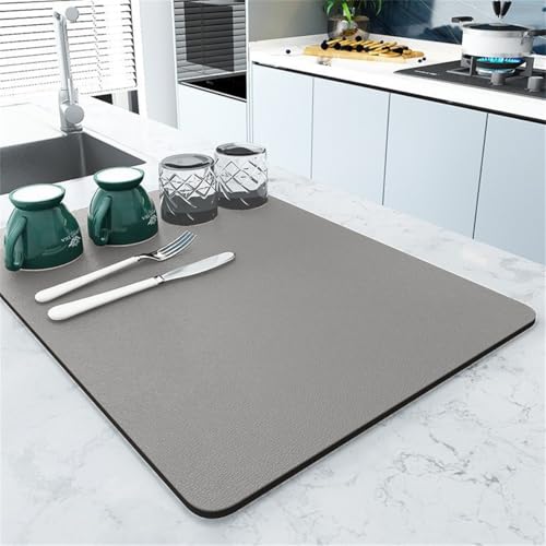 Einfarbig Kaffeemaschinen Matte, Super Saugfähige Abtropfunterlage, Einfacher Stil Küchenbodenmatte, für Waschmaschine Backofen Mikrowelle, Rutschfester Untersetzer (Grau,50x60cm) von RUILBJM