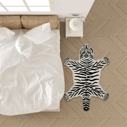 RUILBJM 3D Tierform Bodenmatte, Eisbär Leopard Drucken Schlafzimmer Nachttisch Teppich, Weich Schmutzabweisend rutschfest Teppich, Tiger-Imitat Muster Wohnzimmer Dekomatte (Style 1,50x80cm) von RUILBJM