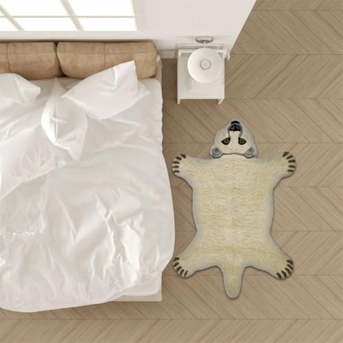 RUILBJM 3D Tierform Bodenmatte, Eisbär Leopard Drucken Schlafzimmer Nachttisch Teppich, Weich Schmutzabweisend rutschfest Teppich, Tiger-Imitat Muster Wohnzimmer Dekomatte (Style 4,60x90cm) von RUILBJM