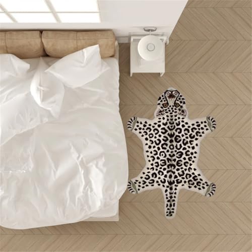 RUILBJM 3D Tierform Bodenmatte, Eisbär Leopard Drucken Schlafzimmer Nachttisch Teppich, Weich Schmutzabweisend rutschfest Teppich, Tiger-Imitat Muster Wohnzimmer Dekomatte (Style 5,70x100cm) von RUILBJM