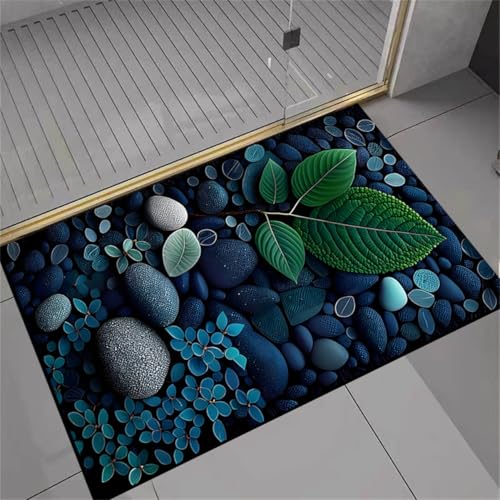 RUILBJM Bunte Kieselsteine 3D Druck Badezimmermatte Schnelltrocknend rutschfest Duschmatte Leicht zu Reinigen Wohndeko Teppich Schlafzimmer Küchen Teppich Toiletten Fußmatte (Color 1,50x80 cm) von RUILBJM