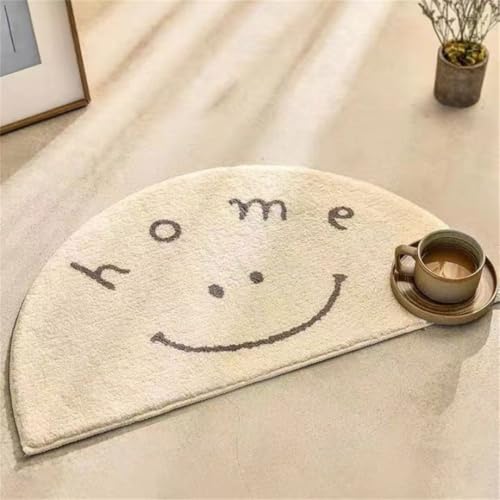 RUILBJM Cartoon Bär Zitrone Muster Teppich Badezimmer Wasserabsorbierend Antirutschmatte Schlafzimmer Weich Nachttischvorleger Smiley Motivdeko Halbkreis Sonderform Bodenmatte (Style 1,50x80cm) von RUILBJM