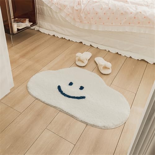RUILBJM Cartoon Bär Zitrone Muster Teppich Badezimmer Wasserabsorbierend Antirutschmatte Schlafzimmer Weich Nachttischvorleger Smiley Motivdeko Halbkreis Sonderform Bodenmatte (Style 4,40x60cm) von RUILBJM