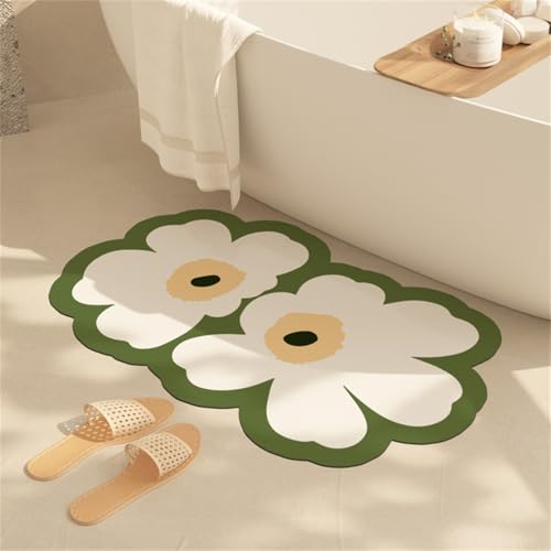 RUILBJM Frisch Kleine Blumen Unregelmäßig Badezimmermatte, Bathroom Door Absorbent Quick-Drying Fußmatte, rutschfest Schimmelresistent Teppich, für Schlafzimmer Flur Eingang (Color 11,60x90 cm) von RUILBJM