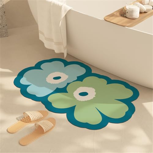 RUILBJM Frisch Kleine Blumen Unregelmäßig Badezimmermatte, Bathroom Door Absorbent Quick-Drying Fußmatte, rutschfest Schimmelresistent Teppich, für Schlafzimmer Flur Eingang (Color 12,50x80 cm) von RUILBJM