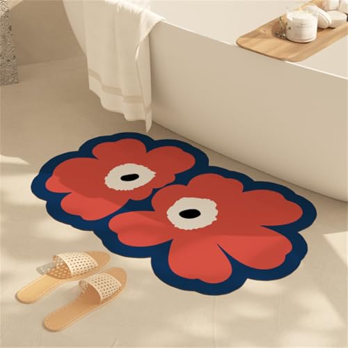 RUILBJM Frisch Kleine Blumen Unregelmäßig Badezimmermatte, Bathroom Door Absorbent Quick-Drying Fußmatte, rutschfest Schimmelresistent Teppich, für Schlafzimmer Flur Eingang (Color 15,50x80 cm) von RUILBJM