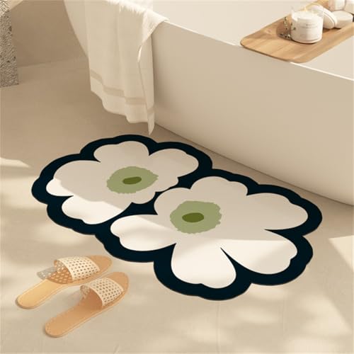RUILBJM Frisch Kleine Blumen Unregelmäßig Badezimmermatte, Bathroom Door Absorbent Quick-Drying Fußmatte, rutschfest Schimmelresistent Teppich, für Schlafzimmer Flur Eingang (Color 2,40x60 cm) von RUILBJM