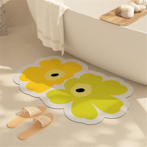 RUILBJM Frisch Kleine Blumen Unregelmäßig Badezimmermatte, Bathroom Door Absorbent Quick-Drying Fußmatte, rutschfest Schimmelresistent Teppich, für Schlafzimmer Flur Eingang (Color 5,50x80 cm) von RUILBJM