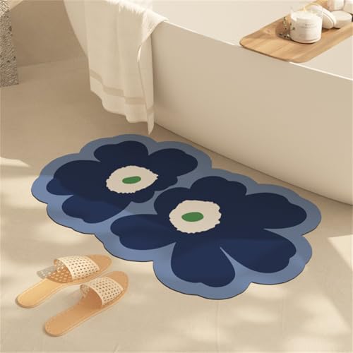 RUILBJM Frisch Kleine Blumen Unregelmäßig Badezimmermatte, Bathroom Door Absorbent Quick-Drying Fußmatte, rutschfest Schimmelresistent Teppich, für Schlafzimmer Flur Eingang (Color 6,50x80 cm) von RUILBJM