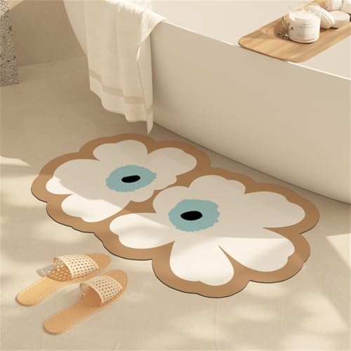 RUILBJM Frisch Kleine Blumen Unregelmäßig Badezimmermatte, Bathroom Door Absorbent Quick-Drying Fußmatte, rutschfest Schimmelresistent Teppich, für Schlafzimmer Flur Eingang (Color 7,60x90 cm) von RUILBJM