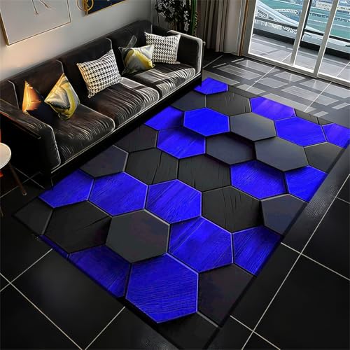 RUILBJM Spiel Flannel Teppich- 3D Visual Cool Theme Dekorative Matte- Wohnzimmer Krabbeln Bereich Teppiche- Geometrie Linie Muster Carpet- Schlafzimmer E-Sport Zimmer Teppich (Style 3,140x200 cm) von RUILBJM