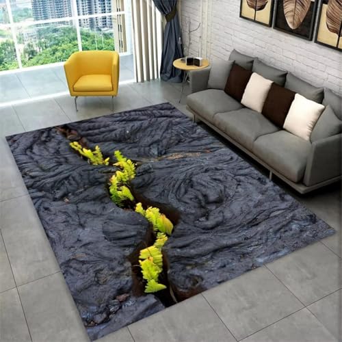RUILBJM Spielteppich, Kreativ Mysteriös Vulkan Lava Teppich, Wohnzimmer Schlafzimmer Area Rugs, Teenager Gamer Teppich, rutschfeste Fußmatte, Flame Home Decoration (Color 6,60x90cm) von RUILBJM