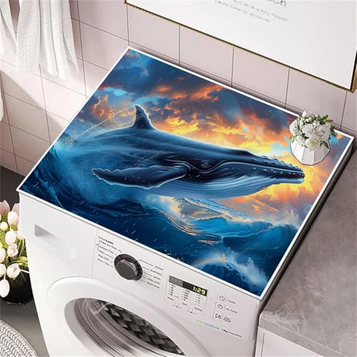 RUILBJM Staubschutz Waschmaschine, Saugfähige Tischdecke, Graffiti Bemalter Schildkröten Delfin Wal Druck, Kühlschrank Mikrowellen Matte, rutschfeste Küchenspüle Abtropfmatte (Color 2,60x60cm) von RUILBJM
