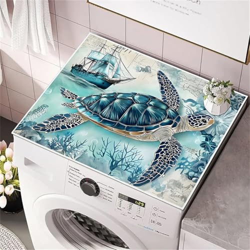 RUILBJM Staubschutz Waschmaschine, Saugfähige Tischdecke, Graffiti Bemalter Schildkröten Delfin Wal Druck, Kühlschrank Mikrowellen Matte, rutschfeste Küchenspüle Abtropfmatte (Color 3,40x50cm) von RUILBJM