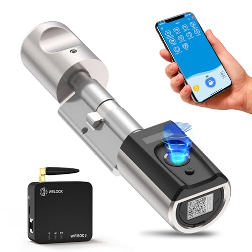 WELOCK Touch41WiFiBox Elektronisches Türschloss mit Fingerabdruck,RFID Karte,APP,WiFi,Türschloss Fingerabdruck für Türstärken von 50-100mm,Fingerabdruck Schloss Haustür IP65,Smartes Türschloss von RUILON