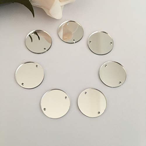 20 mm runde silberne Spiegel-Strasssteine zum Aufnähen auf Spiegeln, Anzügen, Kleidern, Kostüm-Accessoires, 50 Stück (Silber) von RUINUO