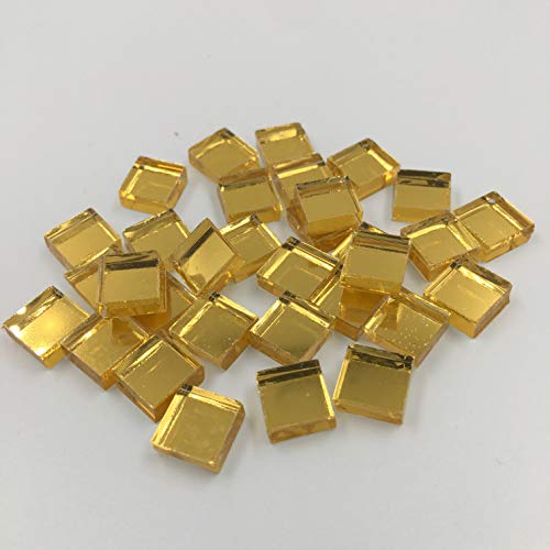 100 Stück kleine quadratische Bastelspiegel Goldfolie Glas Mosaik Fliesen von RUINUO