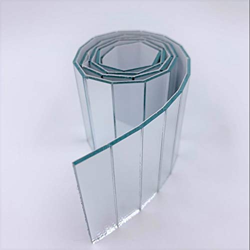 Nuorui 1,27 x 5,1 cm selbstklebende Spiegelfliesenreihe aus echtem Glas, rechteckige Spiegel für Bastelprojekte von RUINUO