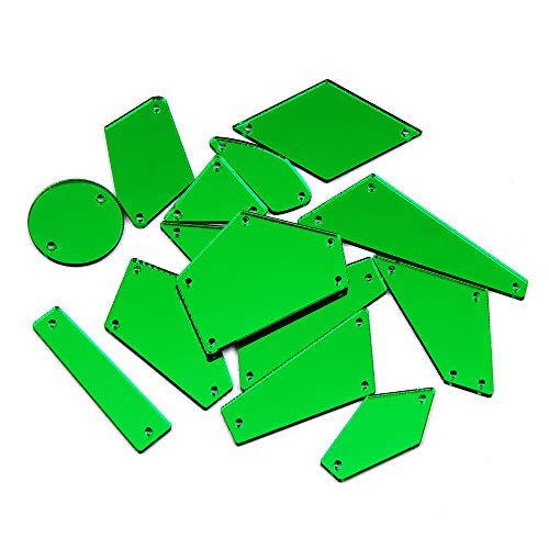 Ruinuo Spiegel-Strasssteine zum Aufnähen, flache Rückseite, silberfarben, 50 Stück Mixed Shape grün Ruinuo Spiegel-Strasssteine zum Aufnähen, flache Rückseite, silberfarben, 50 Stück Mixed Shape grün von RUINUO