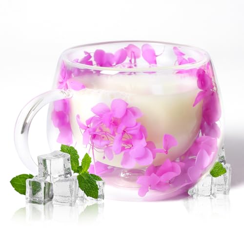 RUIOMII 300ml Getrocknete Blume Schöne Tasse, Doppelwandige Kaffeegläser mit Henkel, Geschenkideen für Frauen Schwester Mutter Ehefrau Lehrerin RUIOMII 300ml Getrocknete Blume Schöne Tasse, Doppelwandige Kaffeegläser mit Henkel, Geschenkideen für Frauen Schwester Mutter Ehefrau Lehrerin von RUIOMII