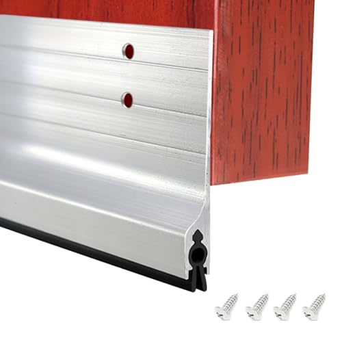 RUIPUOWNO 39"/1M Metalltür-Zugluftstopper, Türbodendichtung, Staub- und Lärmschutz-Dichtungsstreifen, gegen Mäusebisse, Verhindert Zugluft und Lärm effizient,Silber,0~46mm von RUIPUOWNO