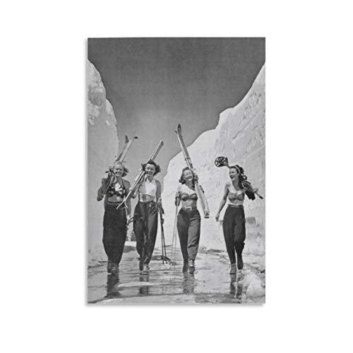 Fotoposter "Ski-Welt" im Vintage-Stil, Babes, Sonne, Schnee und Skifahren, 1940er Jahre, Ski-Poster, Lodge-Dekor, Wandkunst, Posterdruck, Leinwand, Malerei, Kunstwerke, moderne Dekoration, Poster, von RUIQIU