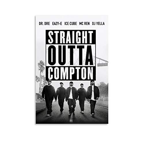 RUIQIU Straight Outta Compton NWA Poster, Album, Vinyl, Hip-Hop-Gruppe, Kunstdruck, Leinwand, Wandposter, Schlafzimmer, Heimdekoration, Geschenk, Zimmer, ästhetisch, 60 x 90 cm von RUIQIU