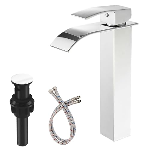 RUITHOE Chrom Badezimmer Gefäß Waschbecken Wasserhahn Wasserfall Typ Auslauf Hoher Körper Hoch 1 Loch Einhandgriff mit Pop-Up-Ablauf-Kombi-Teile Waschtischarmatur Kommerzielle Waschbecken RUITHOE Chrom Badezimmer Gefäß Waschbecken Wasserhahn Wasserfall Typ Auslauf Hoher Körper Hoch 1 Loch Einhandgriff mit Pop-Up-Ablauf-Kombi-Teile Waschtischarmatur Kommerzielle Waschbecken von RUITHOE