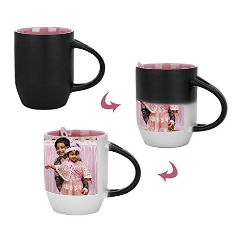 Tasse mit eigenem Foto Bedrucken Lassen, Personalisieren Fototasse Thermoeffekt Tasse Farbwechsel Becher Kaffeebecher Zaubertasse mit Löffel für Geburtstag Fotogeschenk, Tasse zum selbst gestalten von RUIXIA