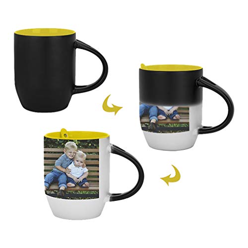 Tasse mit eigenem Foto Bedrucken Lassen, Personalisieren Fototasse Thermoeffekt Tasse Farbwechsel Becher Kaffeebecher Zaubertasse mit Löffel für Geburtstag Fotogeschenk, Tasse zum selbst gestalten von RUIXIA