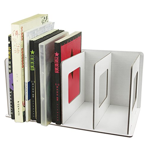 RUIXIB Abnehmbar Holz Schreibtisch Organizer Stehsammler Archivsammle DIY Buchablagen mit 4 Fächer Katalogsammler für Bücher Ordner Zeitschriften Notizbücher CD Halter von RUIXIB