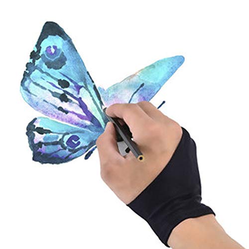 Künstler Handschuhe Zeichenhandschuh mit 2 Fingern, Elastisch Zeichnung Handschuhe Two-Finger Glove für Grafiktablett/Pen Display/Leuchtkasten, geeignet für Rechts und Linkshänder von RUIXIB
