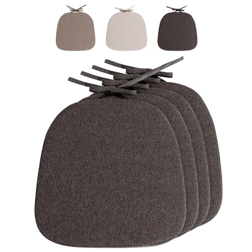 Stuhlkissen 40x40cm Sitzkissen halbrund Rutschfestes Stuhlauflage Sitzpolster für Stuhl Sitzkissen für Gartenstuhl, Küche oder Esszimmer Stuhlkissen mit Bändern Outdoor Indoor (dunkelgrau-4pcs) von RUIXUAN