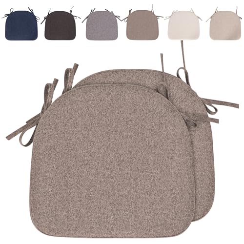 Stuhlkissen mit Bändern (43 * 41cm) Sitzkissen Stuhl rutschfest Sitzauflage Sitzpolster halbrund für Stühle in Haus und Garten Büro (Gelbbraun-2pc) von RUIXUAN