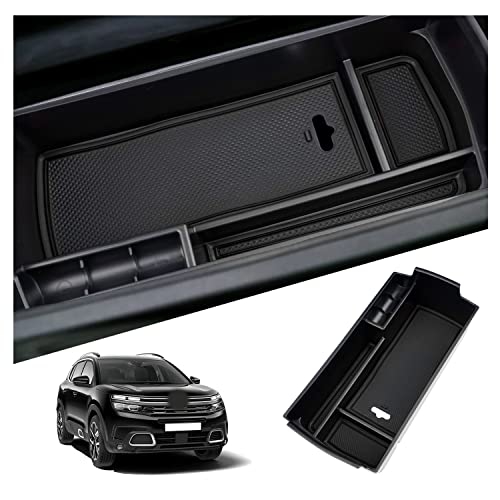 RUIYA Kompatibel mit Citroen C5 Aircros 2018-2025 2026 Mittelkonsole Aufbewahrungsbox, C5 Aircros Armlehne Organizer Tray Mittelarmlehne Handschuhfach Mittelkonsole Organizer C5 Aircros Zubehör von RUIYA