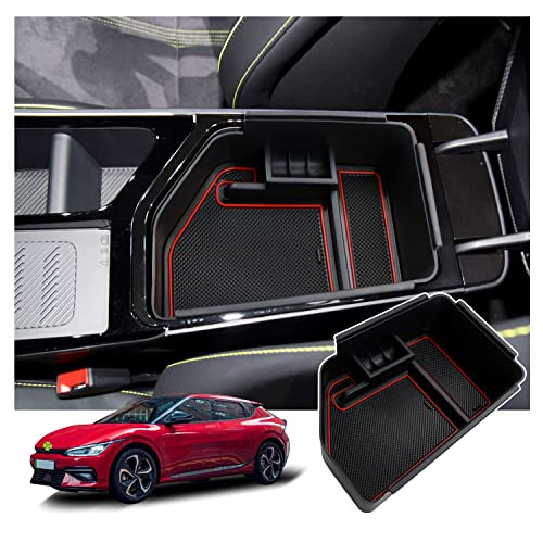 RUIYA Kompatibel mit Kia EV6 2021-2023 2024 Mittelkonsole Aufbewahrungsbox, EV6 Armlehne Organizer Tray Mittelarmlehne Handschuhfach Mittelkonsole Organizer EV6 Zubehör Mittelkonsole Ablagefach von RUIYA