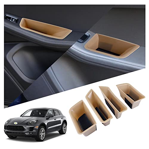 RUIYA Kompatibel mit Porsche Macan 2015-2024 Autotürgriff Aufbewahrungsbox, 4 Stück Autotürgriff Container Organizer Tablett Autotürgriff Organizer Tray Mittelkonsole Organizer Macan zubehör von RUIYA