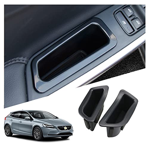 RUIYA Kompatibel mit Volvo V40 Typ M 2013-2018 Autotürgriff Aufbewahrungsbox,2 Stück Autotürgriff Container Organizer Tablett V40 zubehör Autotürgriff Organizer Tray Mittelkonsole Organizer(Haustür) von RUIYA