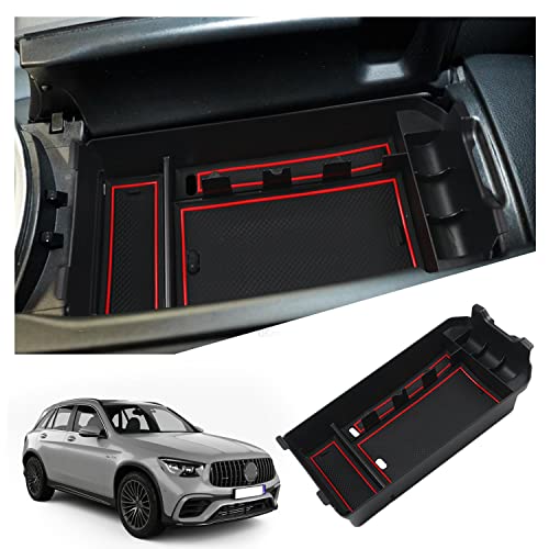 RUIYA für Mercedes C Klasse W205 GLC X253 2016-2022 EQC CN293 2019-2023 Mittelkonsole Aufbewahrungsbox, Armlehne Organizer Tray Mittelarmlehne Handschuhfach Mittelkonsole Organizer GLC Zubehör von RUIYA