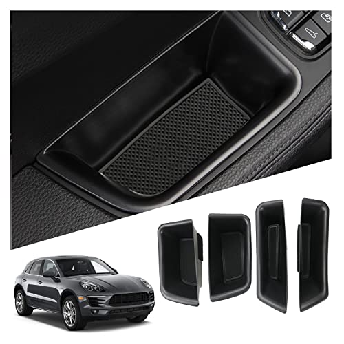 RUIYA Kompatibel mit Porsche Macan 2015-2024 Autotürgriff Aufbewahrungsbox, 4 Stück Autotürgriff Container Organizer Tablett Autotürgriff Organizer Tray Mittelkonsole Organizer Macan zubehör von RUIYA