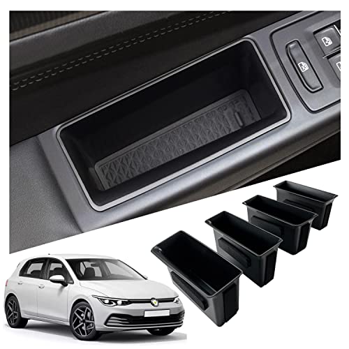 RUIYA Kompatibel mit VW Golf 8 2020-2024 2025 Autotürgriff Aufbewahrungsbox, Autotürgriff Container Organizer Tablett Autotürgriff Organizer Tray Mittelkonsole Organizer Golf 8 zubehör [4 Stück] von RUIYA