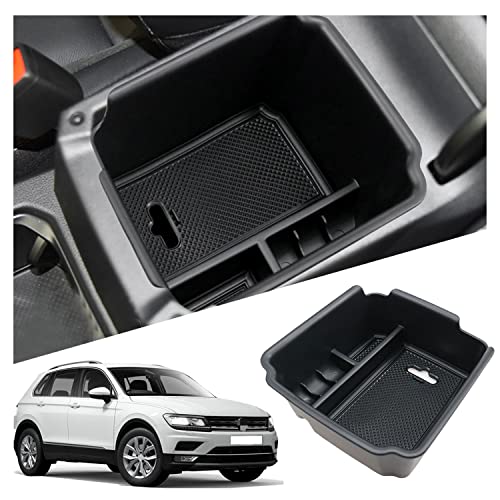 RUIYA Kompatibel mit VW Tiguan 2 Allspace LWB 2018-2023 Mittelkonsole Aufbewahrungsbox, Tiguan 2 Armlehne Organizer Tray Mittelarmlehne Handschuhfach Mittelarmlehne Tiguan 2 Zubehör Storage Box von RUIYA